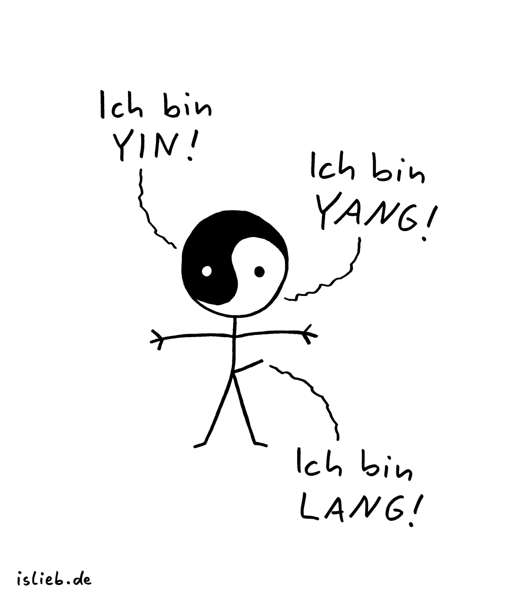 Yin Yang | Spiritueller Cartoon | is lieb? | Ich bin Yin! Ich bin Yang! Ich bin lang | Ying, Jin, Jang, Buddhismus, Spiritualität!